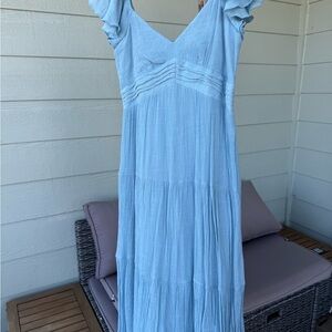 Trixxi Light Blue Maxi Dress with Ruffled Sleeves